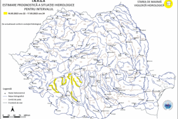 Cod galben de inundaţii şi risc de viituri, valabil pe râuri din cinci judeţe, până miercuri