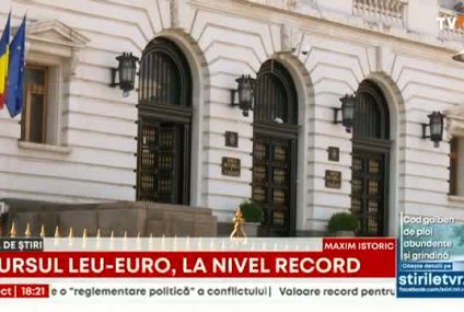 Valoare record pentru euro: 4,96 de lei. Este cea mai mare valoare din istorie. Experții se așteaptă ca euro să depășească pragul psihologic de 5 lei