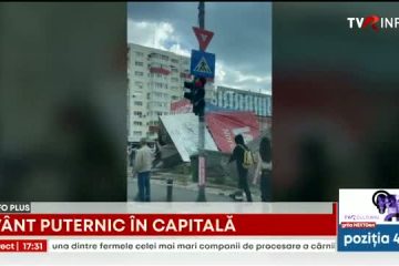 Cod galben de vânt puternic, vineri seară, în București și în localități din 5 județe. Panouri publicitare și arbori doborâți la pământ