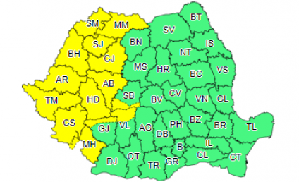 Cod galben de vreme instabilă în 14 judeţe, miercuri; în Bucureşti, posibile averse spre seară