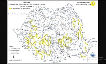 Cod galben de inundaţii pe râuri din 17 bazine hidrografice, până la miezul nopţii