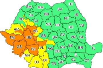 Cod portocaliu de ploi şi furtuni în patru judeţe. Cod galben de instabilitate, în zone din 10 judeţe