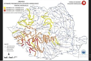 Cod roșu de inundații pe râuri din județele Dolj, Mehedinți, Caraș Severin, Gorj și Vâlcea, până marți, 13 iunie, coduri portocaliu și galben în alte bazine hidrografice