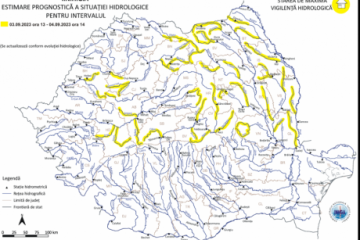 Cod galben de inundaţii în nouă bazine hidrografice, până luni la ora 14:00