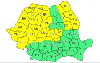 Avertizare cod galben de intensificări ale vântului în zone din 28 de județe, până în noaptea de vineri spre sâmbătă