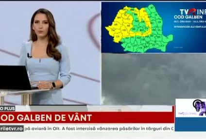 Administraţia Naţională de Meteorologie a emis, duminică, o atenţionare Cod galben de vânt puternic în 26 de judeţe, valabilă până luni dimineaţa