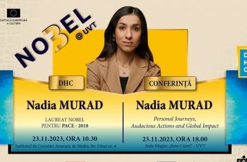 Nadia Murad, laureată a Premiului Nobel pentru Pace, a devenit Doctor Honoris Causa al Universității de Vest Timişoara