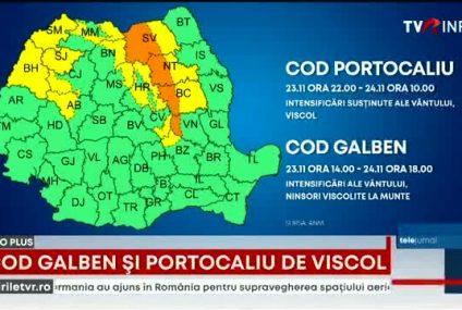 Meteorologii anunță Cod galben și portocaliu de viscol. Ninsori la munte