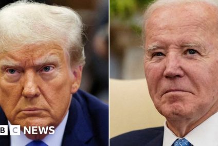 Donald Trump posts video of truck showing hog-tied Joe Biden – BBC.com