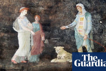 Banquet room with preserved frescoes unearthed among Pompeii ruins – The Guardian